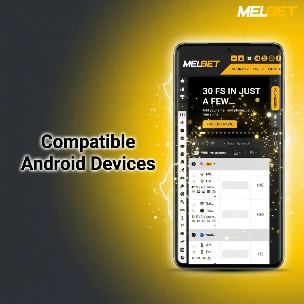 Melbet app compatible Android devices including Samsung, Redmi, Xiaomi, Realme, OnePlus, Oppo, Vivo, Poco, iQOO
