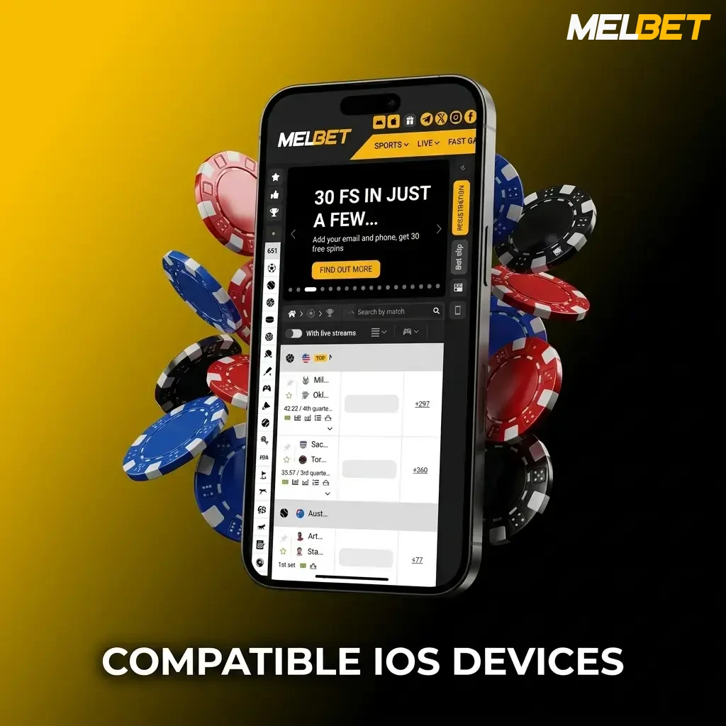 Melbet iOS app compatible devices including iPhone X to 15 series and iPad models from 7th generation onwards