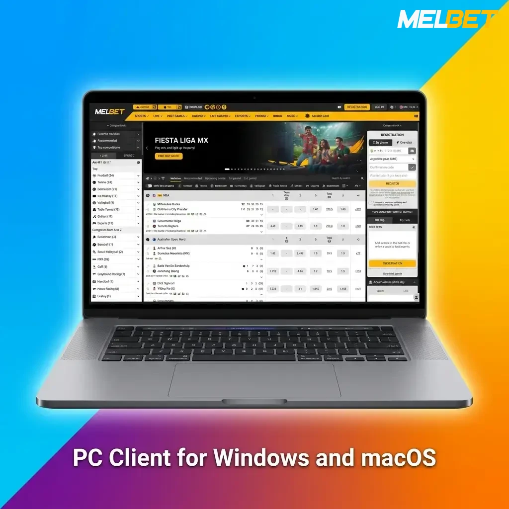 Melbet PC client accessible via web browser on Windows and macOS without downloading any desktop app