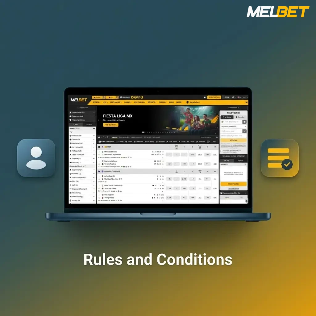 Melbet platform rules including age requirement, one account policy, bonus terms, KYC verification, and bet integrity guidelines